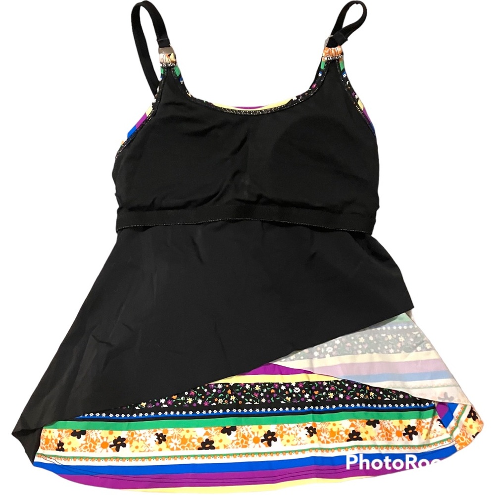 🟢2 FOR $15❣️SALE! Colorful Tankini Top *NEW *Top Only *Medium *Asymmetrical Hem - Picture 12 of 16